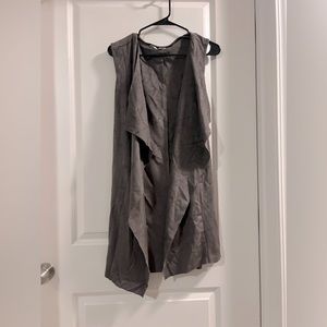 Brown/purple suede duster vest, size small, great condition.